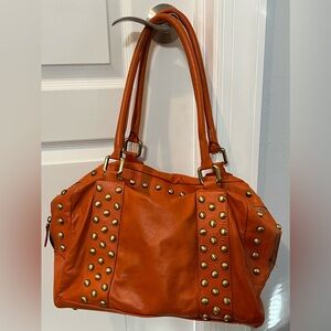 Laura Di Maggio orange leather bag with gold studs